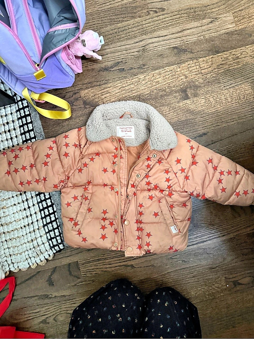 Tinycottons Girls 3Y Star Print Puffer Jacket